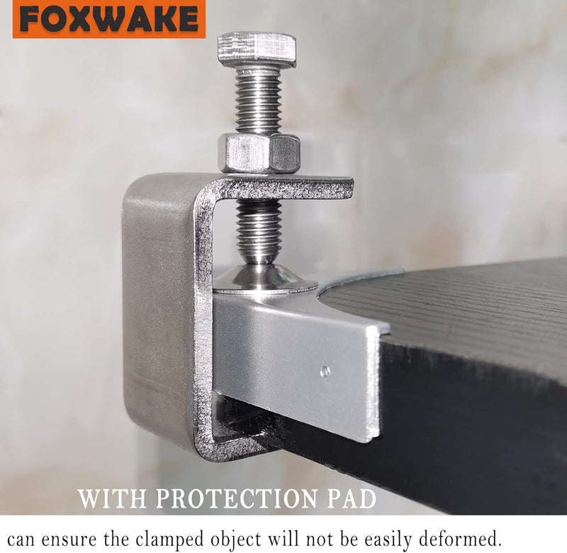 foxwake Stainless Steel C Clamps Mini 1 Inch for Mounting, Heavy Duty Metal U Clamps for Metal Working, Small Desk Clamp with Stable Wide Jaw Opening & Protective Pads/I-Beam Design (10pcs) - Image 4